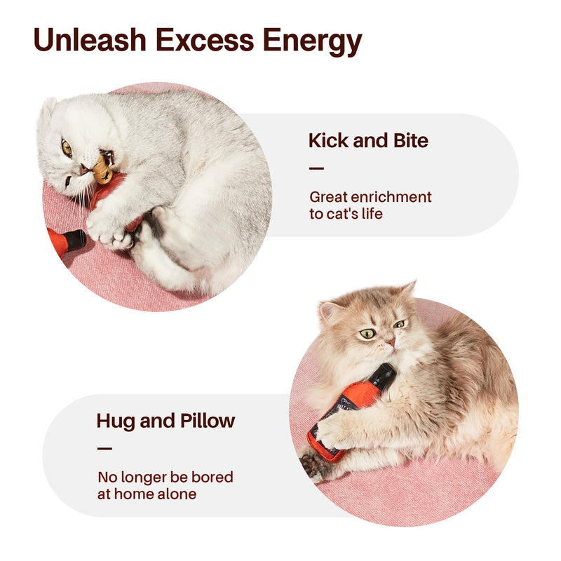 Potaroma Liquor-Simulation Cat Toys 2Pcs Catnip Crinkly Sound Toy, Durable Kitten Bite Kicker Toys, Indoor Feline Exercise 4.5 Inches for All Breeds - BeesActive Australia