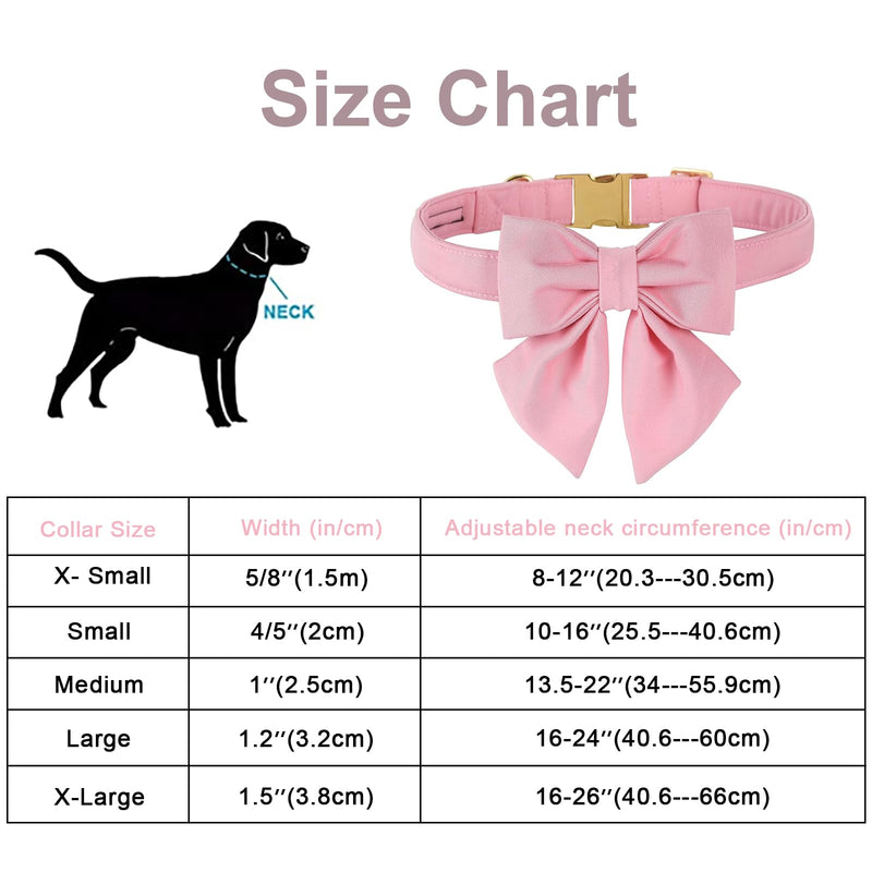 Maca Bates Dog Collar with Pink Bow Bowtie for Dogs Solid Colors Sailor Bow Tie Adjustable Breakaway Girly Cherry Collars Birthday Gift for Small Medium Large XL Girl Female Boy Male Puppy Pet S Cherry blossom powder - BeesActive Australia
