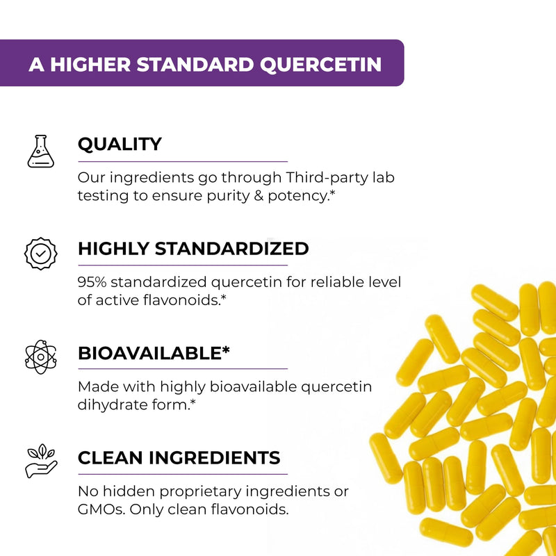 Quercetin with Bromelain 500mg Supplement Capsules 1000mg Per Serving 240Ct | 500mg Combination Supplements 2400 GDU/g Gluten-Free Natural 120 Servings and Encapsulated in USA By Sandhu's 120 Count (Pack of 2)