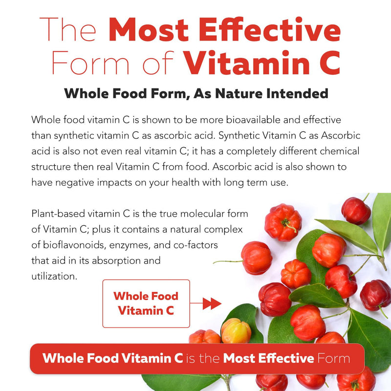 Organic Vitamin C | Whole Food Vitamin C from Fruit Plus Absorption Enhancing Cofactors - Vegan, Enhanced Bioavailability - Immune Support, Antioxidant, Total Health (90 Servings) 90 Count (Pack of 1)