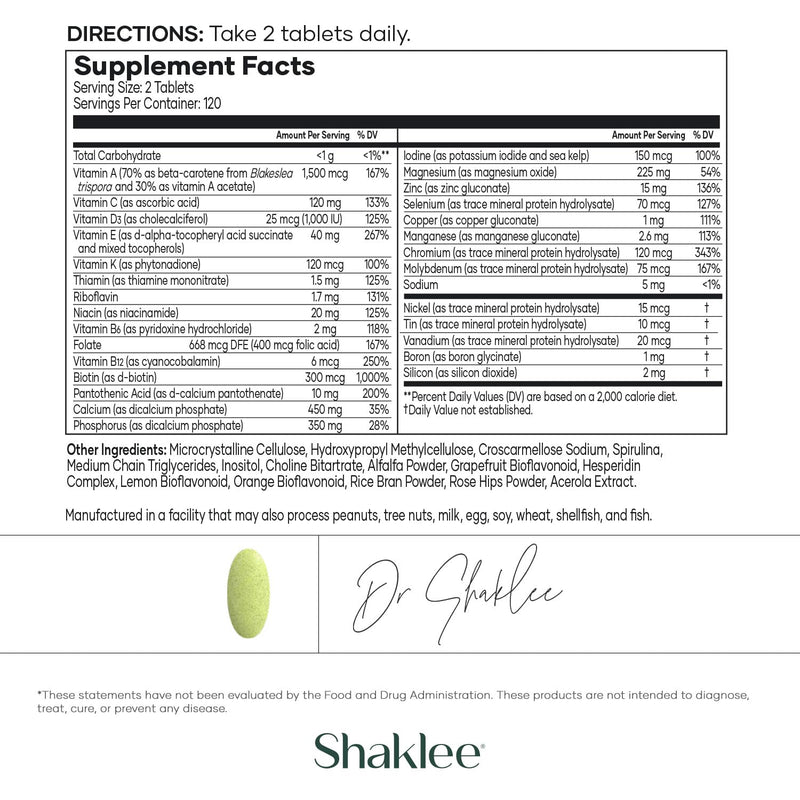 Shaklee - Vita-Lea® Men High Potency Multivitamin - 240 Tablets | High-potency multivitamin and multimineral formulated for men, Includes vitamins C, D, and E plus key B vitamins Vita-Lea Men