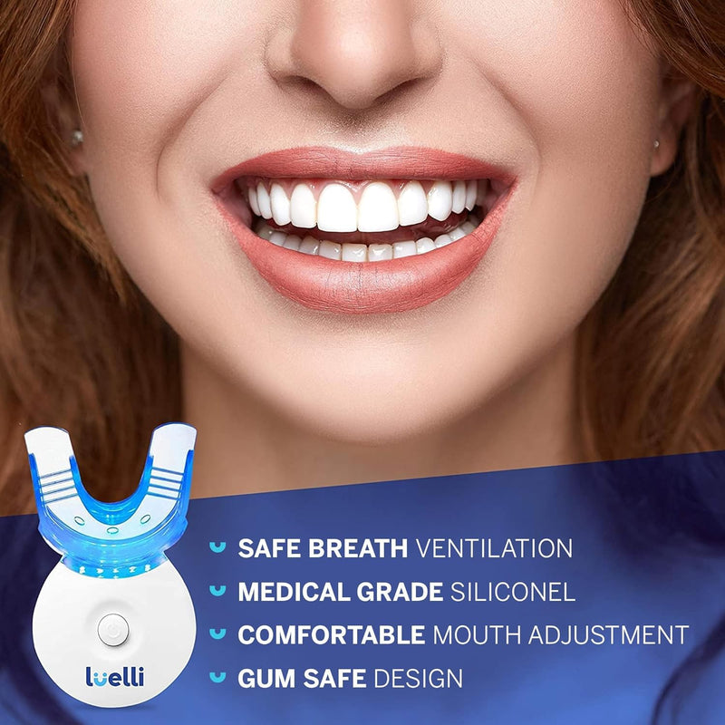 Luelli Teeth Whitening LED Kit for Sensitive Teeth: Easy Stain Remover with peroxide Gel - 10 Mins Daily Treatment for Adult Teenagers Unflavor - BeesActive Australia