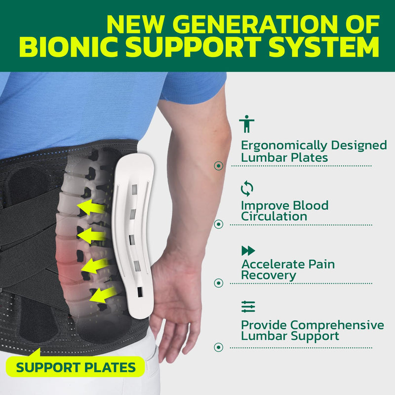 Back Brace for Men Lower Back Pain Women Relief with 360-Degree Biochemical Hug Support without Suspenders Back Support Belt Soft Breathable Fabric Lumbar Support for Herniated Disc Sciatica M Medium Obsidian