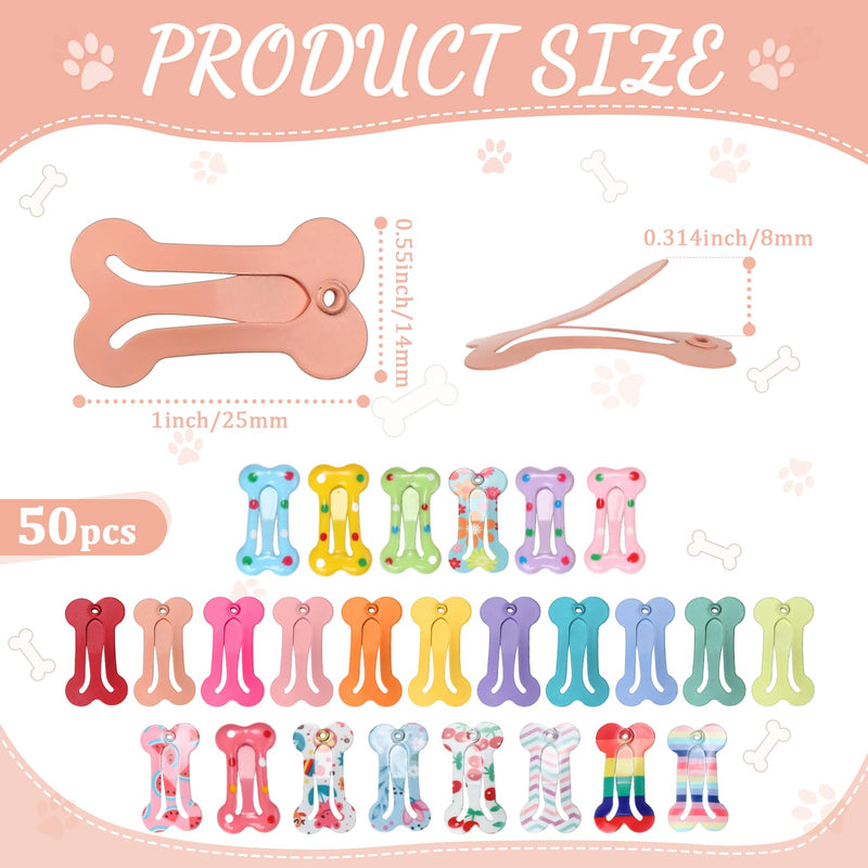 50 Pieces Bone Shaped Hair Clips Multicolor Small Barrettes Dog Cat Puppy Accessories, 25 Vivid Styles - BeesActive Australia