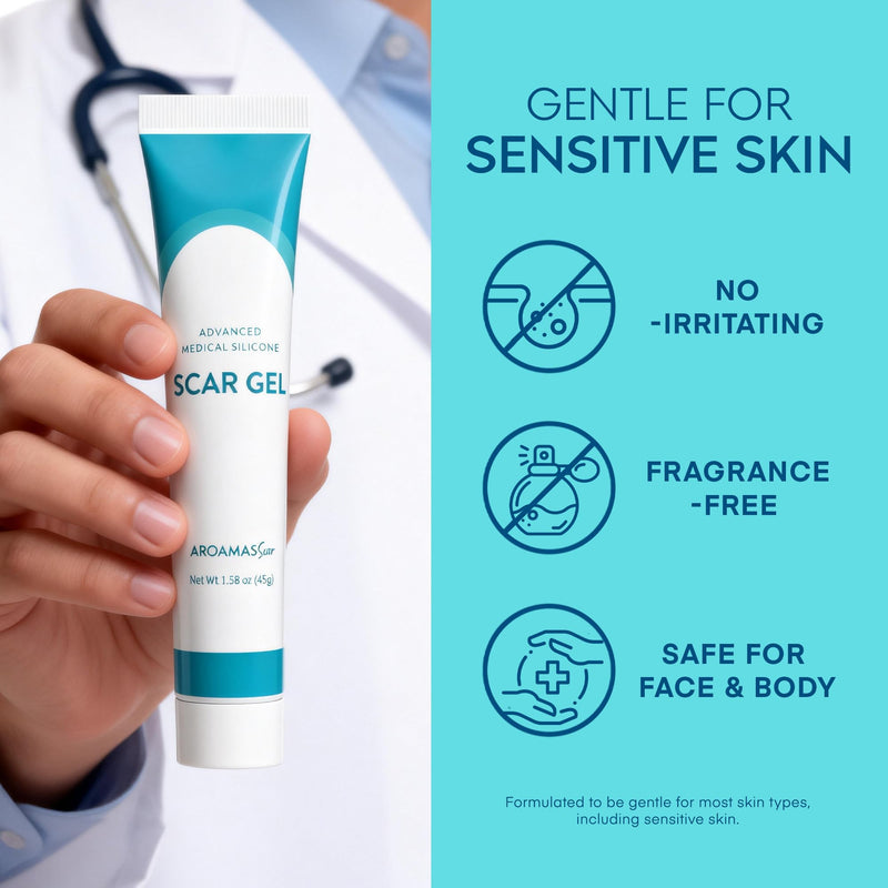 Aroamas Scar Advanced Scar Gel - Medical-Grade Silicone Scar Gel to Help Improve The Appearance of Scars and Stretch Marks for Face & Body - 45g - BeesActive Australia