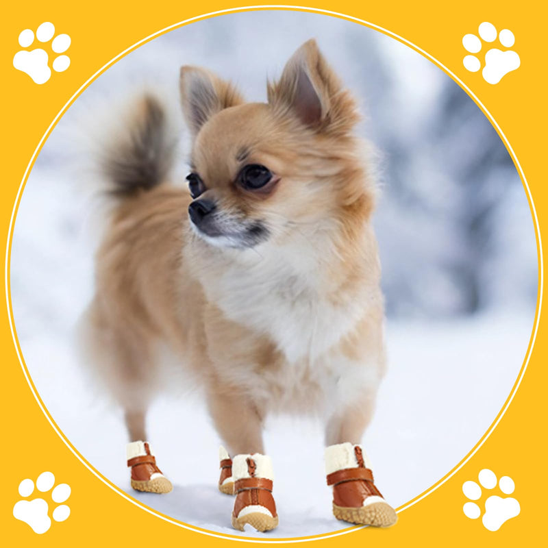 Hcpet Dog Shoes for Small Dogs, Waterproof Dog Boots & Paw Protectors for Hot Pavement Winter Snow Hiking, Anti-Slip Dog Booties for Hardwood Floor Brown Size 3 #3 (Width 1.49 inch) for 11.0-16.5 lbs - BeesActive Australia