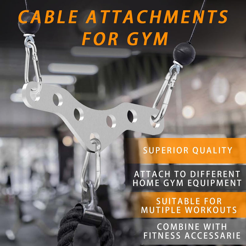J Bryant Stainless Steel Double to Single Pulley Adaptor Plate for Cable Machine – Fitness Dual Pulley Connector with 3 Carabiners for LAT Pulldown, Triceps Pushdown, and T Bar Row Accessories A-74787