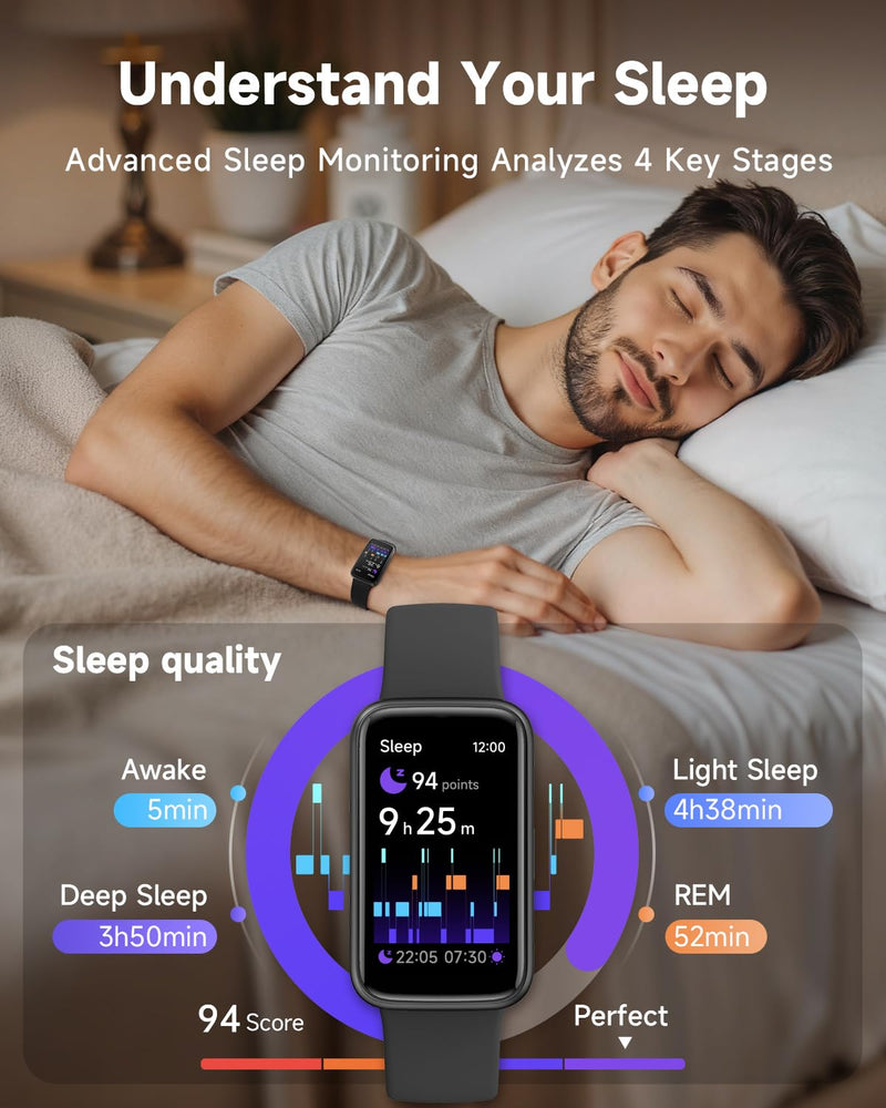 TOOBUR Fitness Tracker Watch, NO APP NO Phone Required, 3ATM Waterproof, Heart Rate/Body Energy/Sleep Monitor, 100 Sports Modes, Step Counter Pedometer Watch, Activity Tracker for Men Women, Black - BeesActive Australia