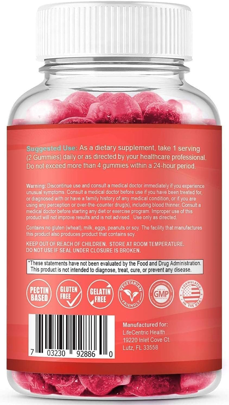 LifeCentric Health Biotin Gummies for Adults | Max Strength Biotin 10000mcg | Chewable Biotin Supplement for Women and Men | 100 Count Vegan Hair Gummies for Hair Skin and Nails