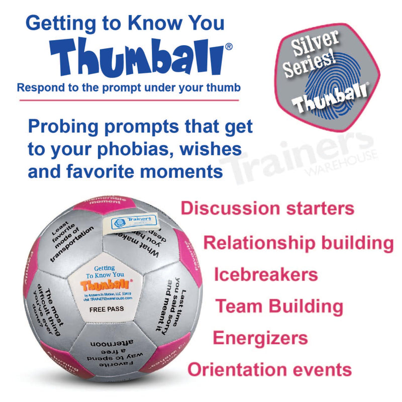 Trainers Warehouse 6" Thumball Collection, 32 Prompts for Conversation, Team Building, Relationship and Training Getting to Know You