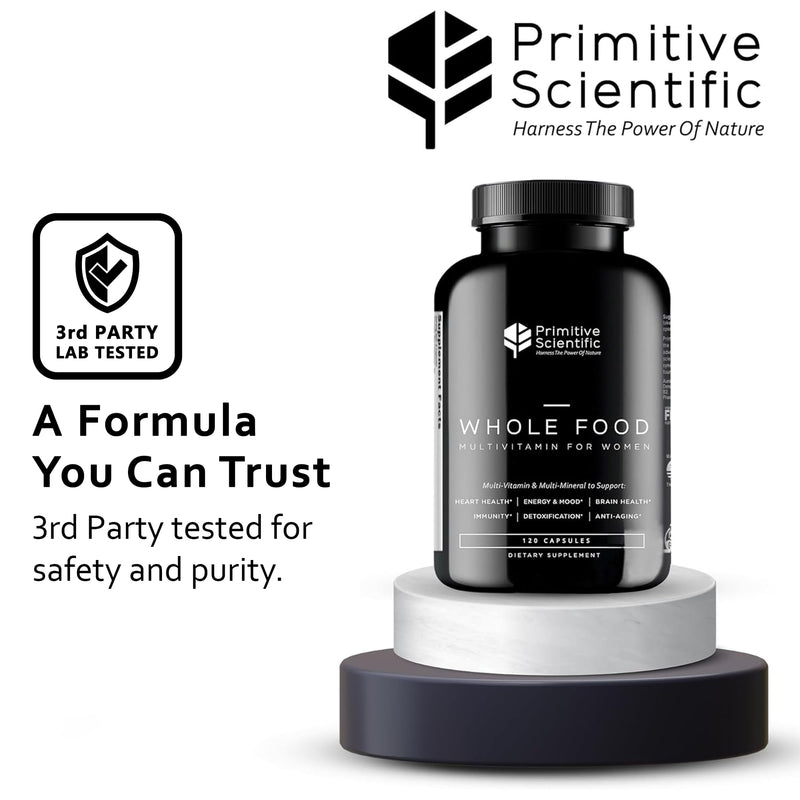 Whole Food Natural Four-a-Day Multivitamin and Mineral Capsules for Women – All-Day Energy, Inner Zen, and Stronger You (120 Capsules)