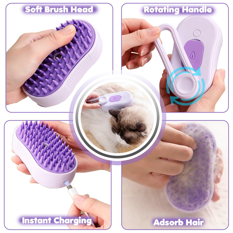 DONGTATA 3-in-1 Cat Steam Brush Cat Steamer Cat Brush Cat Spray Massage Comb Cat Massage Brush Eliminate Flying Hair for Cats and Dogs Pet Brush - BeesActive Australia