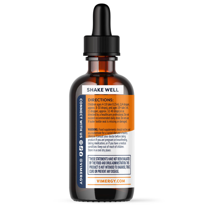 VIMERGY Brain Body Recharge* - W/Vitamin D3, K2 & CoQ10 – Boosts Cellular Energy – Fortifies Blood Vessels and Bones – Defends Against Free radicals – Vegan and Gluten Free – 55mL | Supports Cellular Energy*, Fortifies Blood Vessels and Bones*, Defends...