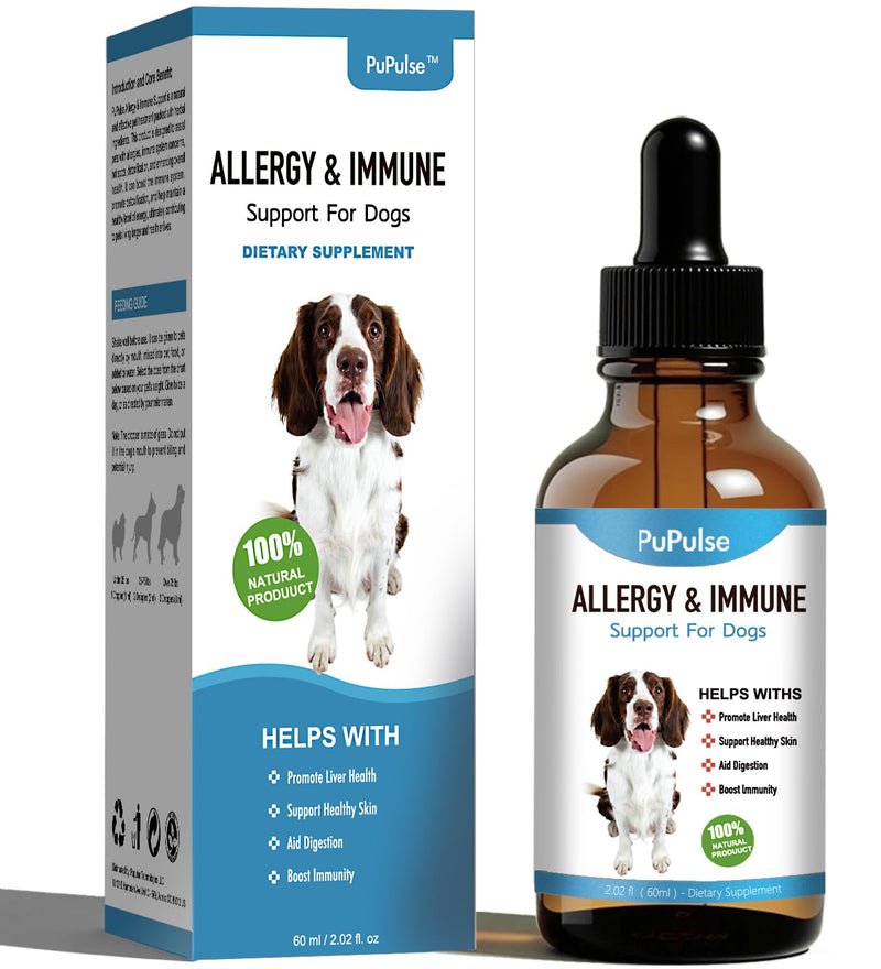 Allergy Relief Drops for Dogs, Allergy and Immune, Immune Support Supplement, Dog Supplement, Natural Pet Supplement for Dog Allergy Relief with Turmeric & Milk Thistle - 2 oz
