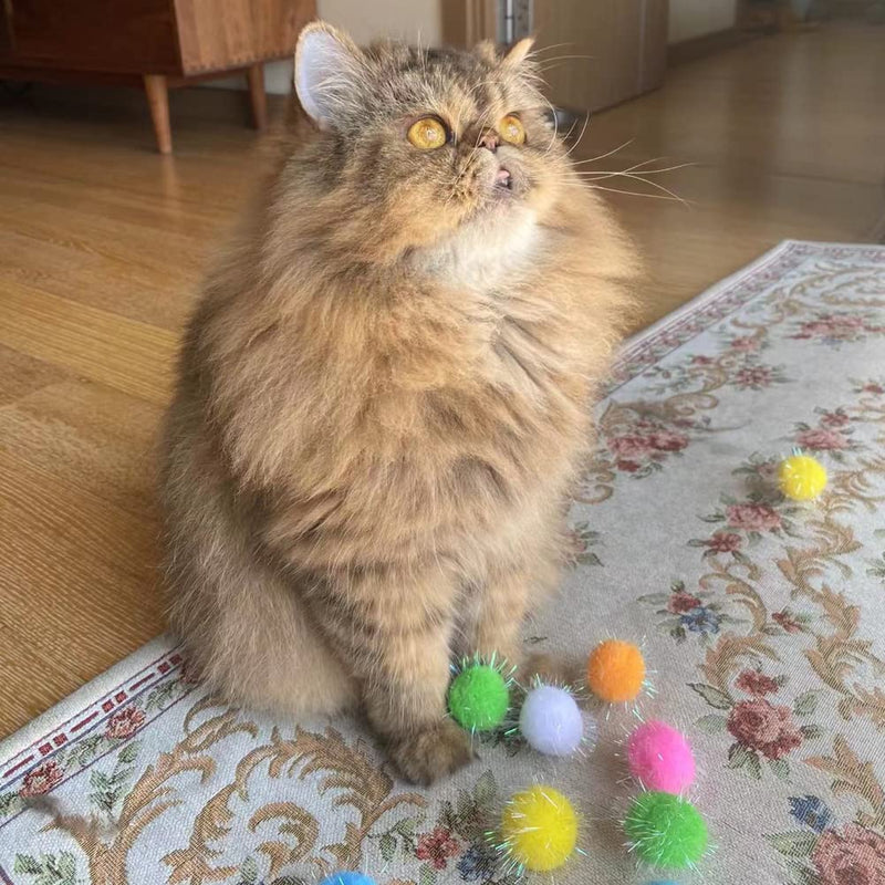 20PCS 1.5INCH Extra Large Cat's Favorite Chase Glitter Ball Toy Sparkle Pom Pom Balls - BeesActive Australia