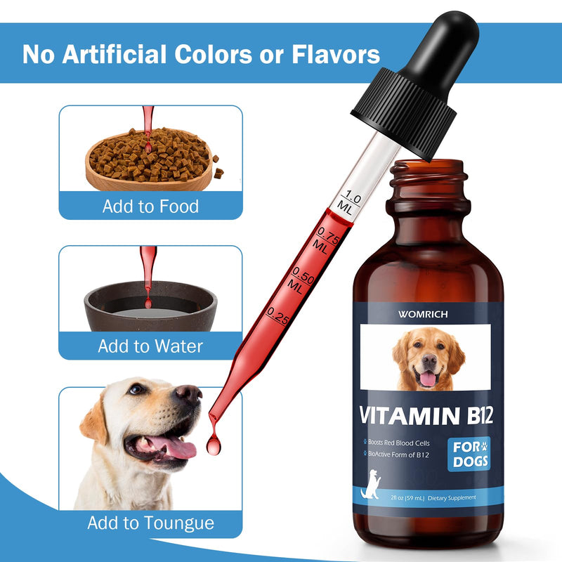 Appetite Stimulant Vitamin B12 for Dogs | Methylcobalamin (Methyl B12) | Treatment of EPI in Dogs Boosts Red Blood Cell Formation, Energy, Nervous System, Treats Pancreatitis | 2 fl oz