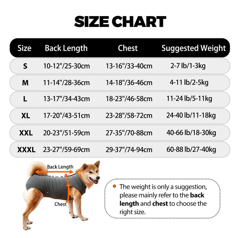 HEYWEAN Dog Bodysuit After Surgery Castration Wound Protection Suits for Dogs, Professional Pet Recovery Suit Dog Medical Shirt, Body Suit after Surgery Dog Pet Surgical Suit for Dogs L (Pack of 1) Grey - BeesActive Australia