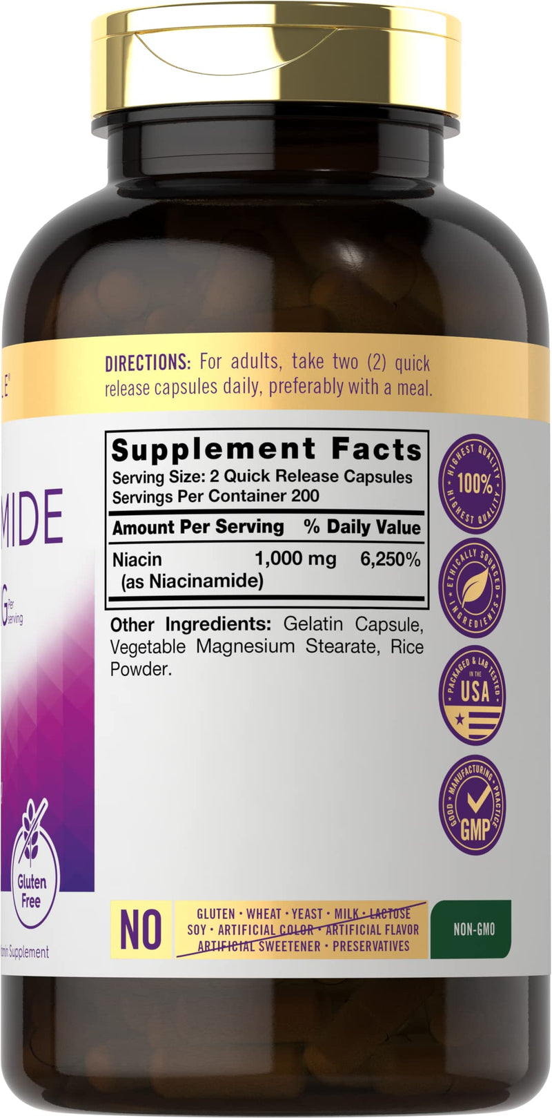 Carlyle Niacinamide 1000 mg | 400 Capsules | High Potency Formula | Non-GMO, Gluten Free Supplement 400 Count (Pack of 1)