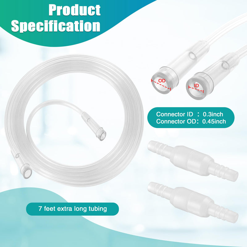 Geiserailie 3 Pack 7Ft Adult Oxygen Tubing with 2 Tubing Connector, Soft Oxygen Tube with Connector, High Flow Tube Hose for Breathing, Non Kinking Lightweight for Adult (Transparent) Transparent - BeesActive Australia