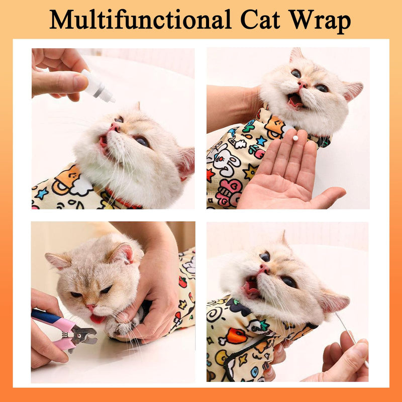 Cat Wrap for Grooming,Anti-Scratch Adjustable Grooming Bag for Cats,Self-Adherent Soft Cat Blanket to Wrap Cat Anti-Scratch Anti-Escape Grooming Bag,Multifunctional Pet Tool - BeesActive Australia