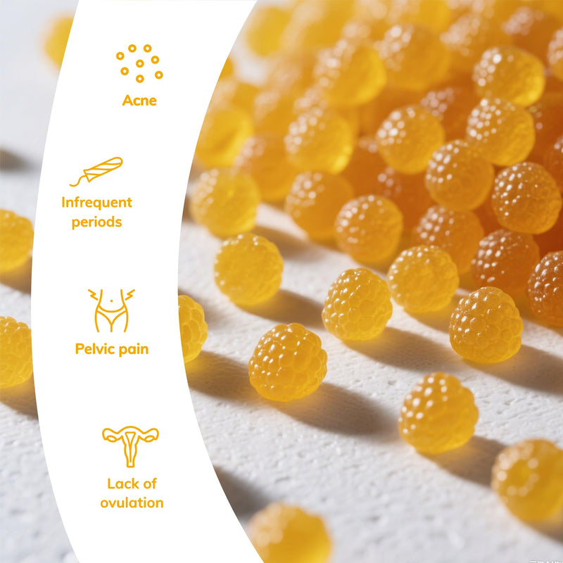 PCOS Gummy for Hormonal Balance, Vitamins for Women Fertility & Ovarian Conception Support, Gummies with Multivitamin, Myo Inositol and Folate, Helps Menstrual Cycle and Ovulation Health