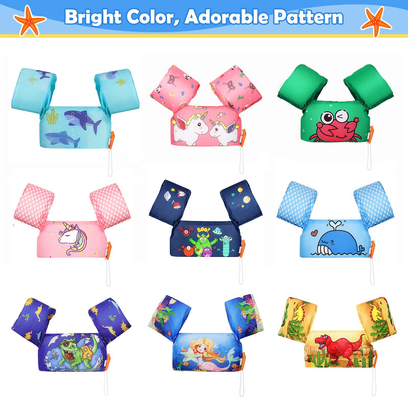 MoKo Swim Arm Band for Kids 20-30-40-50lbs, Toddler Swim Vest Cute Cartoon Swimming Wings Pool Floats Sleeve Children Water Sports Learning Swim Training Equipment, Blue A-Blue Shark for kids 20-50 lbs