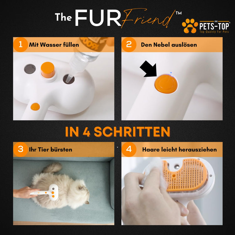 Cat brush with steam, 3-in-1 steam brush for cats FurFriend brush for animal hair for dogs and cats white - BeesActive Australia