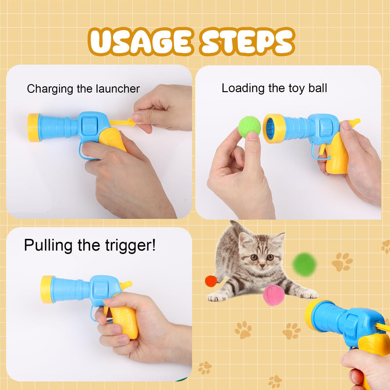 Cat Toy Balls with Launchers Set (2+100), 100 Cat Pom Pom Balls & 2 Cat Toy Ball Launchers (Durable Reinforced Edition), Cat Enrichment Toys, Interactive Cat Toy Balls, Soft & Safe Cat Toys 2 launchers & 100 balls - BeesActive Australia