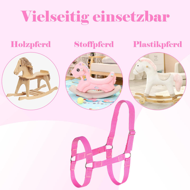 Wooden Horse Accessories Snaffle Bridle Pink Bitless Bridle Wooden Horse Halter with Adjustable Headpiece Bridle Mini Shetty Halter Halter for Garden Horse for Wooden Horse Toy Horses (Large) - BeesActive Australia