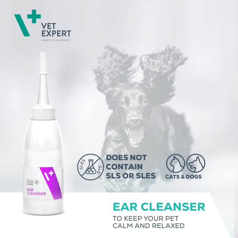 Vet Expert Ear Cleaner for Dogs and Cats – Ear Drops to Stop Ear Wax Build up, Ear Discomfort, Smelly Ear Odours and Ear scratching 75ml
