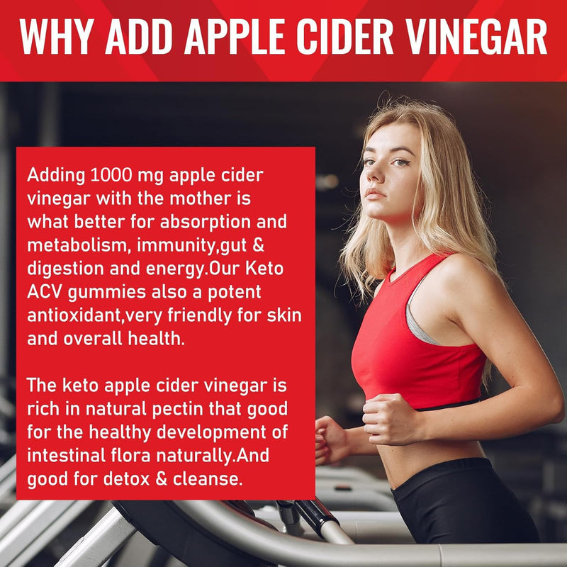 Apple Cider Vinegar Gummy, Vitamin B12, 1000 mg, Apple Flavor, Vegan, Non-GMO, Gluten Free Supplement-60 Gummies
