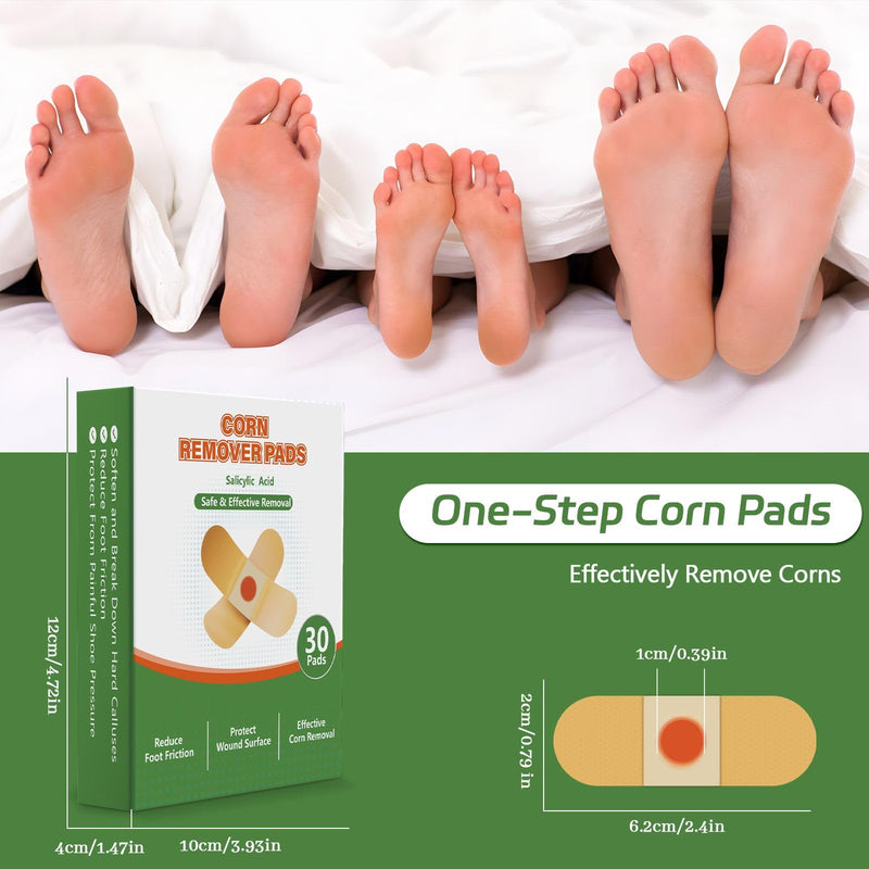 Corn Removers Pads for Feet & Toes - 40% Salicylic Acid Extra Strength Treatment, Maximum Adhesive Medicated Patches with All Day Protection - 30 Count 30 Count (Pack of 1) - BeesActive Australia