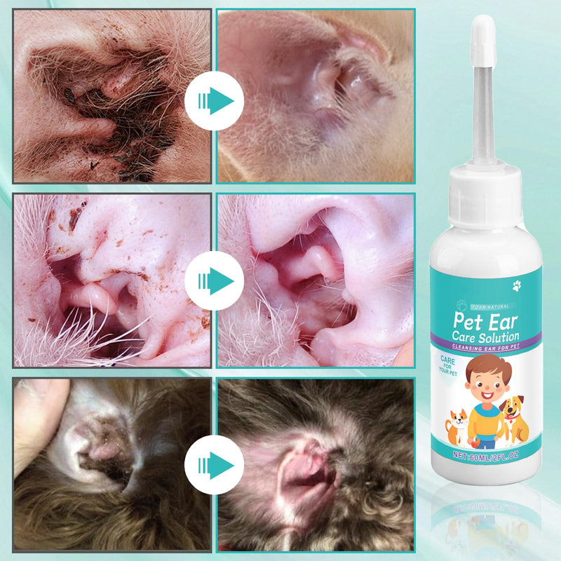 MADGININE 2Pcs 120ml Dog Ear Drops Dog Ear Infection Treatment Dog Ear Drops for Infection Ear Mite Treatment for Dogs Cats for Relieving Itching & Built-Up Wax Alcohol-Free for Puppy Cats And Dogs