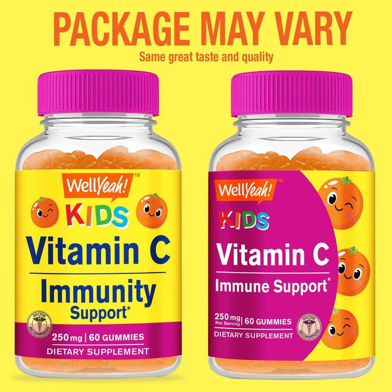 WellYeah Kids Vitamin C Gummies (250mg) - 60 Gummies (Pack of 2) 60 Count (Pack of 2)