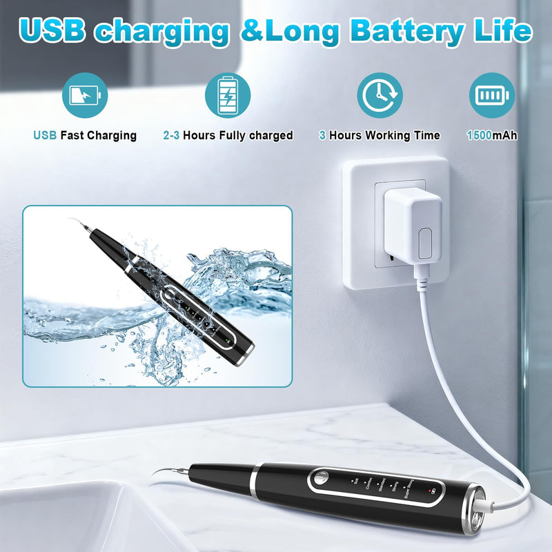 Electric Dog Plaque Remover for Teeth, Pet Teeth Cleaning Kit Products for Tartar & Plaque Off, with LED Light, Rechargeable Pet Dog Tooth Cleaner Dental Care Tools (Ebony)