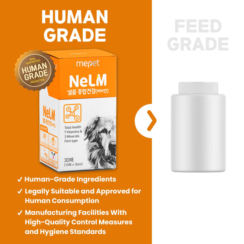 Mepet NeLM Multivitamin for Dogs - 10 Vitamins and Minerals for Skin & Coat, Hip & Joint Support, Digestion, Immune Health - Oral Dissolving Film, Allergens and Additives Free - Beef Flavor (30 Films) - BeesActive Australia