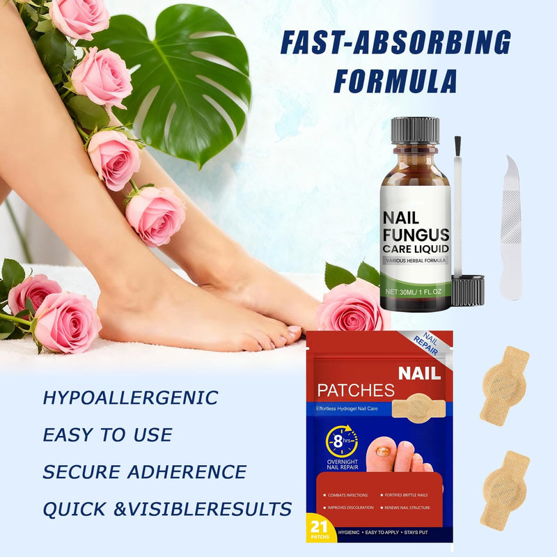 Fungal Nail Patches, 7 Days Nail 𝐅𝐮𝐧𝐠𝐮𝐬 Treatment, Toenail Treatment Patches Extra Strength - 100% Pure Natural Plant extract Repair for Damaged Nails, Kerasal Toenail