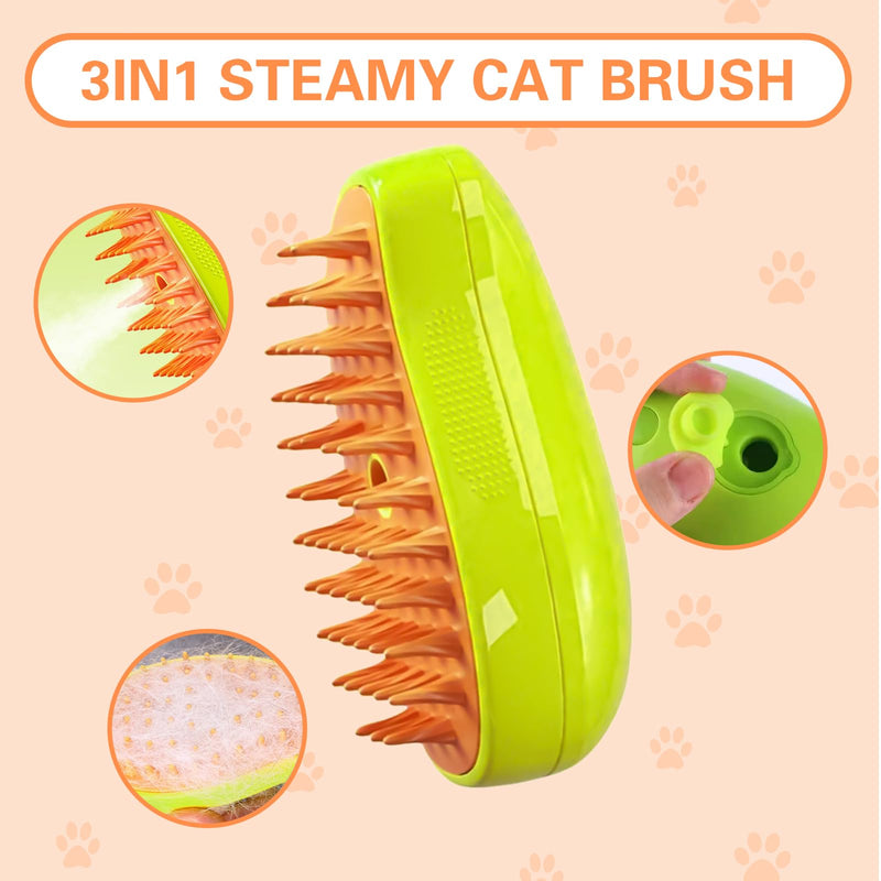 Steamy Cat Brush, 3 in 1 Electric Cat Steamy Brush Multifunctional Steam Pet Brush, Cat Grooming Brush Self Cleaning Cat Hair Brush for Massage - BeesActive Australia