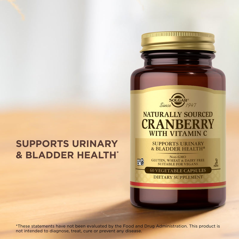 Solgar Cranberry with Vitamin C - 60 Vegetable Capsules - Supports Urinary & Bladder Health - Non-GMO, Vegan, Kosher, Gluten Free - 60 Servings 60 Count (Pack of 1)