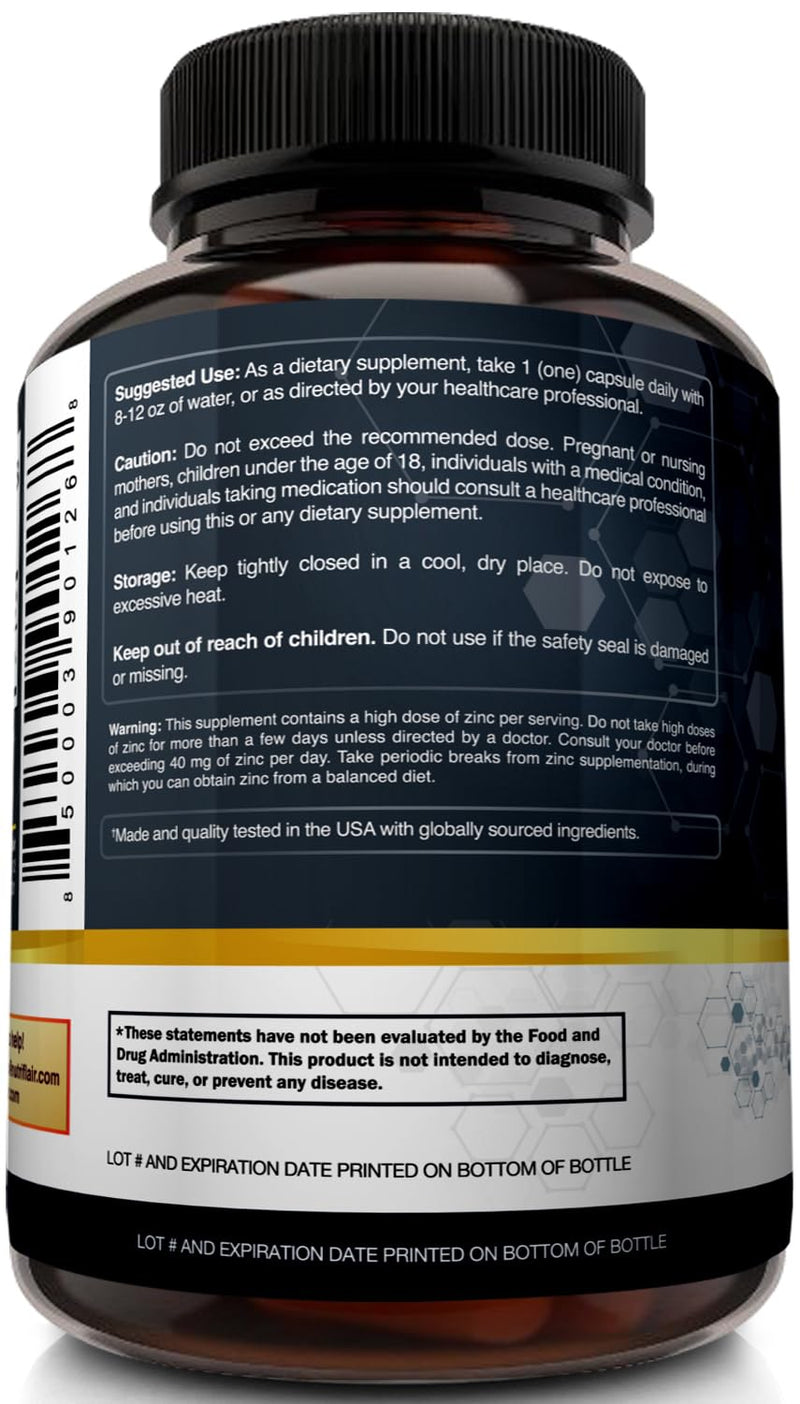 NutriFlair Zinc Picolinate 50mg, 120 Capsules - Maximum Absorption Zinc Supplement Pills - Immune System Booster, Immunity Defense, Powerful Non-GMO Antioxidant - Compare to gluconate, Citrate, Oxide