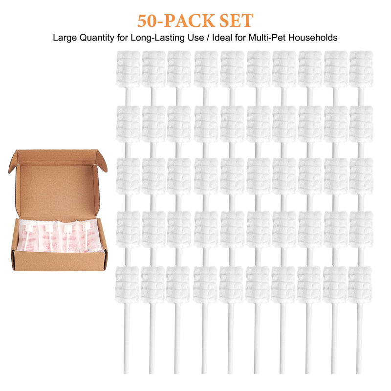 50PCS Disposable Pet Finger Toothbrush, Soft Gauze Dog Toothbrush Kit for Small Dogs, Puppies and Kittens, Pet Dental Care Teeth Cleaning Wipes for Easy Brushing Oral Care