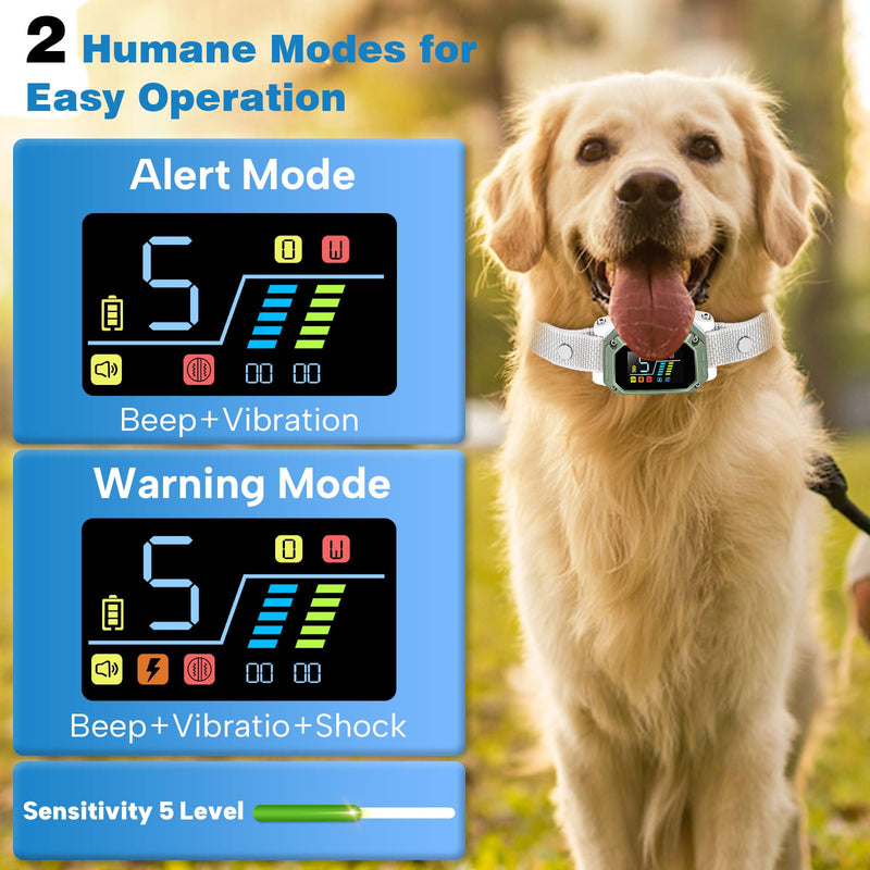 Dog Bark Collar, Rechargeable Smart Collar, Anti Barking Training Collar with Adjustable Sensitivity Beep Vibration Shock, Bark Collar for Large Medium Small Dogs - BeesActive Australia