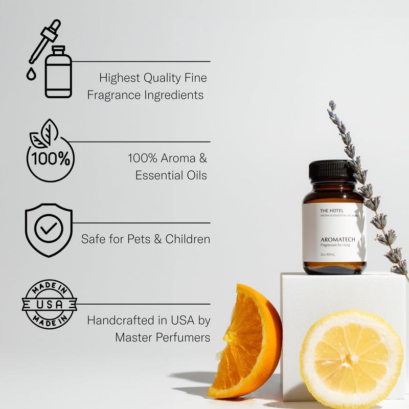 AromaTech The Hotel Aroma Essential Oil Blend: Luxury Hotel Inspired Aromatherapy with Lemon, Lavender, Peach & Pine for Ultrasonic Diffusers & Nebulizers (10 mL, The Hotel) 0.33 Fl Oz (Pack of 1) - BeesActive Australia