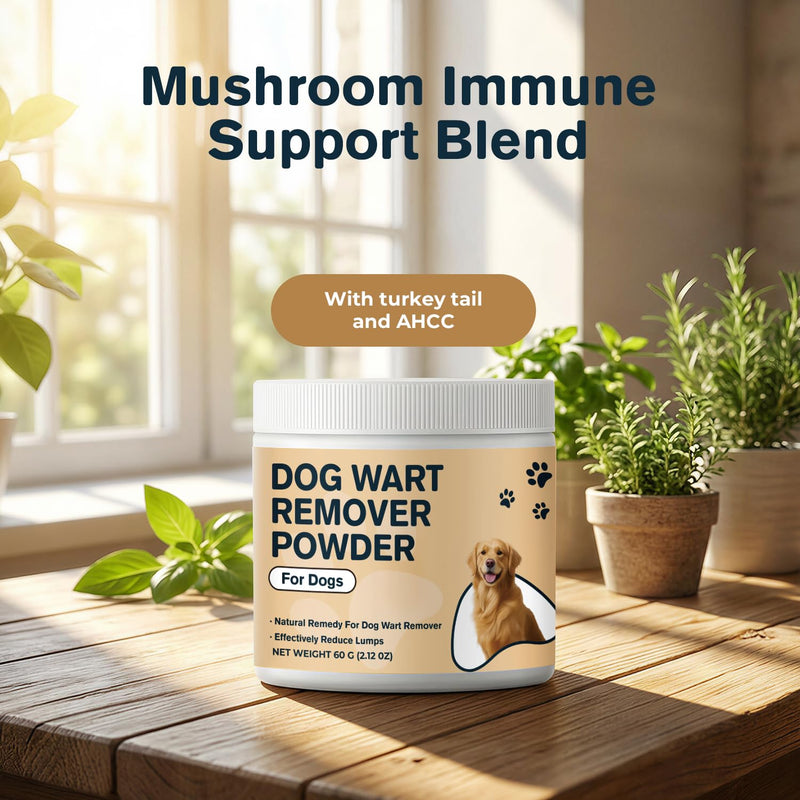 Dog Wart Remover & Lipoma Treatment for Dogs - Turkey Tail Mushroom Powder with AHCC, L-Lysine, Taurine & Zinc - Lumps & Bumps Immune Support Supplement