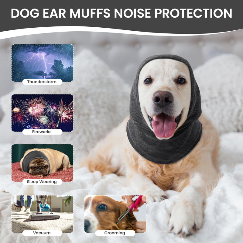 BRKURLEG Quiet Ears for Dog, Dog Ear Muffs for Noise Protection,Knitted Dog Winter Hats, Dog Calming Hoodie, Pet Cats and Dogs Grooming Bathing Calming Drying Ear Muffs (Grey, L) Large(Pack of 1) Grey - BeesActive Australia
