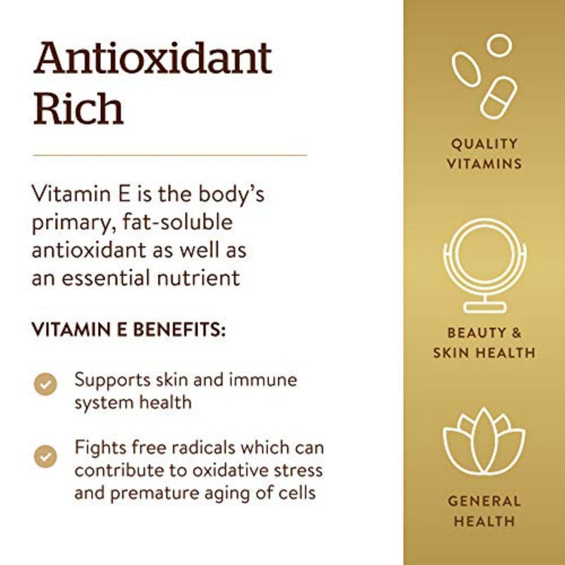 Solgar Vitamin E 268 mg (400 IU), 250 Mixed Softgels - Natural Antioxidant, Skin & Immune System Support - Naturally-Sourced Vitamin E - Gluten Free, Dairy Free - 250 Servings 250 Count (Pack of 1) - BeesActive Australia