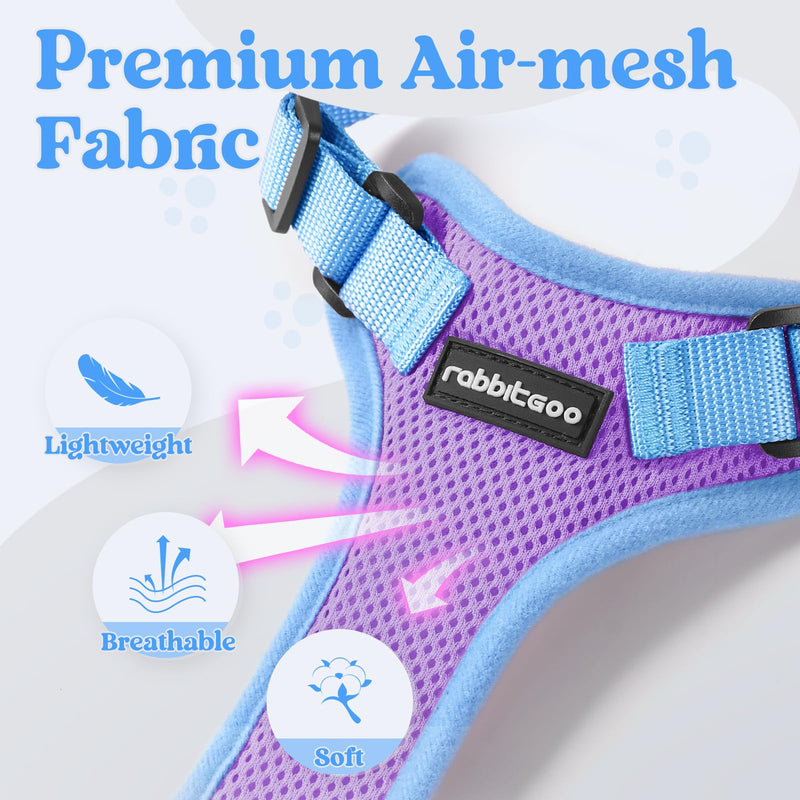 rabbitgoo Cat Harness and Leash Set, Escape Proof Soft Adjustable Vest Harnesses for Outdoor Walking, Easy Control Breathable Kitten Jacket with Reflective Strips, Purple & Blue, S Small - BeesActive Australia