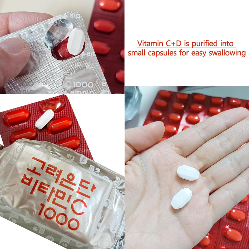 Individually Packaged Vitamin C+D for Korea Vitamin, Korean Vitamin C 1,000mg (60 Days Supply / 120 Tablets 72g)