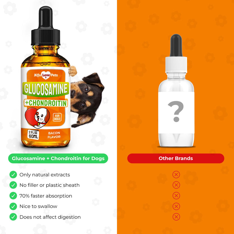 Dog Joint Supplement – Glucosamine Chondroitin for Dogs and Puppies – MSM in The Composition – Care for Joints, HIPS, Muscles, & Ligaments – Bacon Flavor – 2 Oz - PawsPlanet Australia