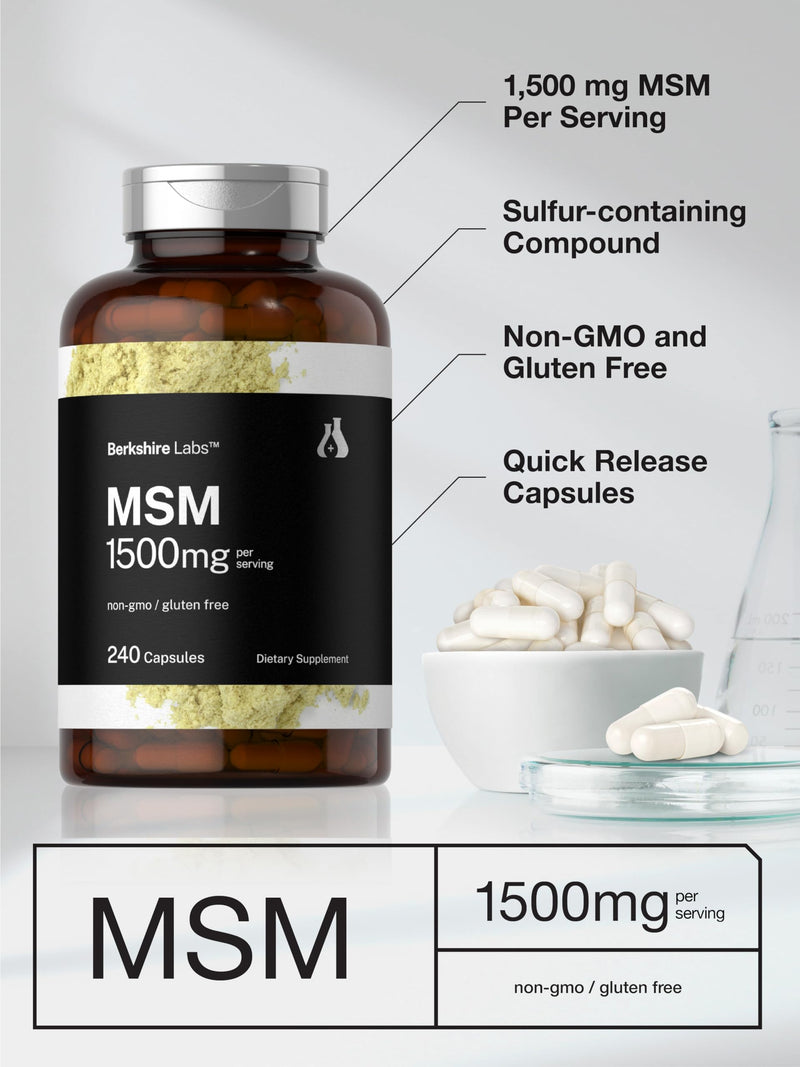 Horb√§ach MSM Capsules 1500mg | 240 Count | Non-GMO, Gluten Free Supplement | Berkshire Labs - BeesActive Australia
